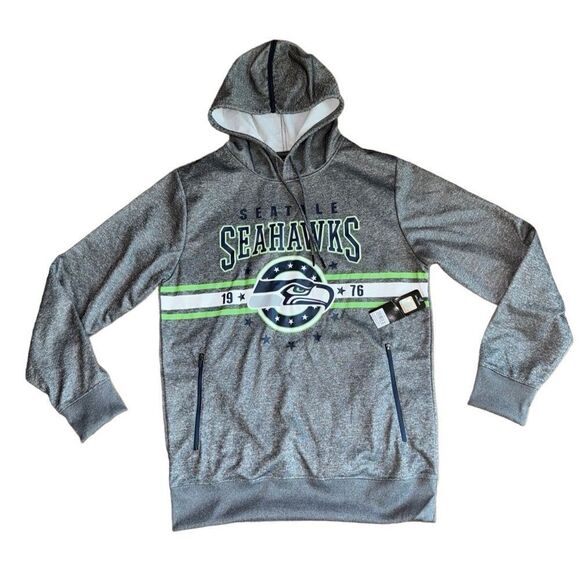 NWT NFL Football Seattle Seahawks Grey Hooded Sweatshirt - Size Medium - Picture 1 of 5